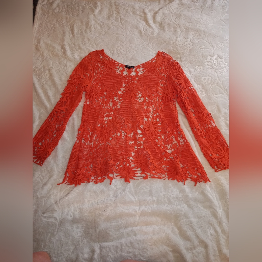 Orange crochet long sleeve